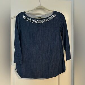 Jcrew Denim Top with embellishments